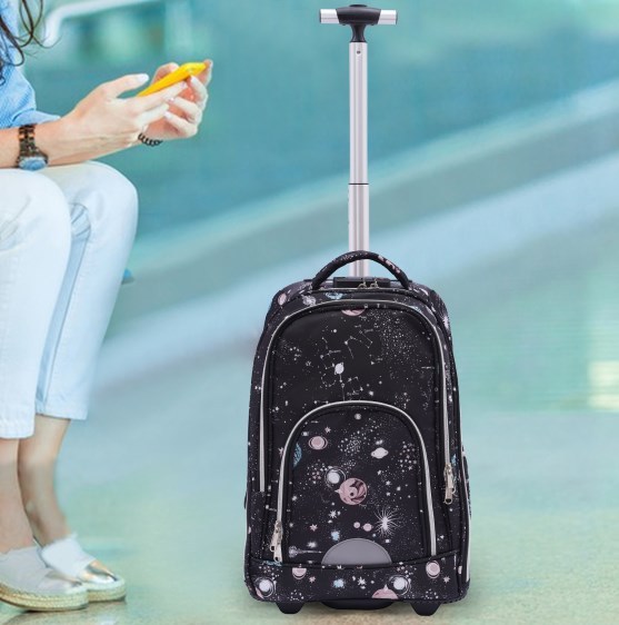 Zaino trolley con ruote, zaino per la scuola, trolly, 45 litri, grigio stella, per scuola, viaggi, grigio stellato, 33*25*49cm, Business Zaino trolley con ruote, zaino per la scuola, trolly, 45 litri, grigio stella, per scuola, viaggi, grigio stellato, 33*25*49cm, Business