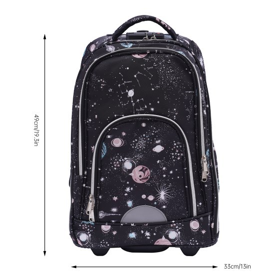 Zaino trolley con ruote, zaino per la scuola, trolly, 45 litri, grigio stella, per scuola, viaggi, grigio stellato, 33*25*49cm, Business Zaino trolley con ruote, zaino per la scuola, trolly, 45 litri, grigio stella, per scuola, viaggi, grigio stellato, 33*25*49cm, Business