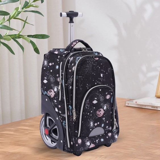 Zaino trolley con ruote, zaino per la scuola, trolly, 45 litri, grigio stella, per scuola, viaggi, grigio stellato, 33*25*49cm, Business