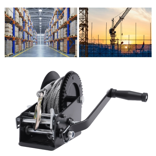 Verricello professionale, verricello manuale, tre marce, 10 m, fune metallica, adatto per rimorchi per barche, camion