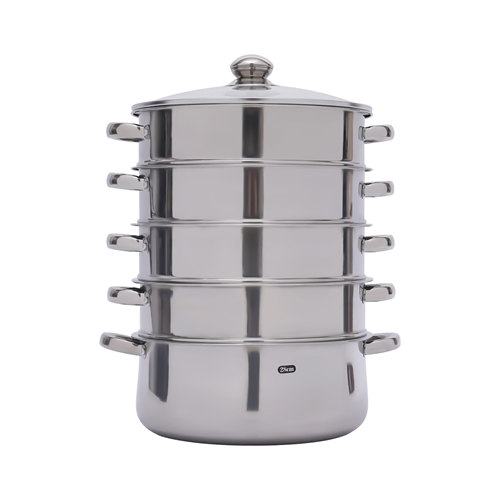 Pentola A Vapore In Acciaio Inossidabile 28 Cm - 2 Strati Con Cestello, Coperchio In Vetro, Multiuso Per Cottura Sana - Foto 12