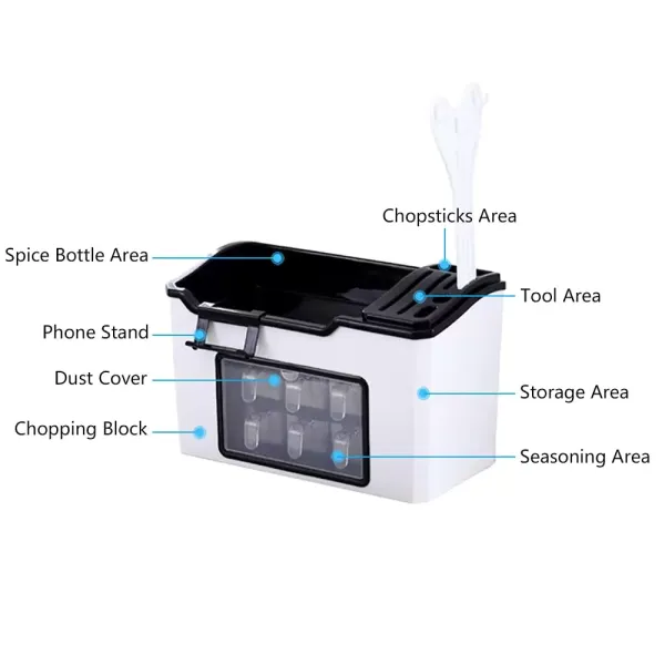 Küchenregal Arbeitsplatte Gewürzregal Multifunktionales Küchenregal Gewürzaufbewahrungsbox Messerhalter Stäbchen Caddy Küchenregal Arbeitsplatte Gewürzregal Multifunktionales Küchenregal Gewürzaufbewahrungsbox Messerhalter Stäbchen Caddy