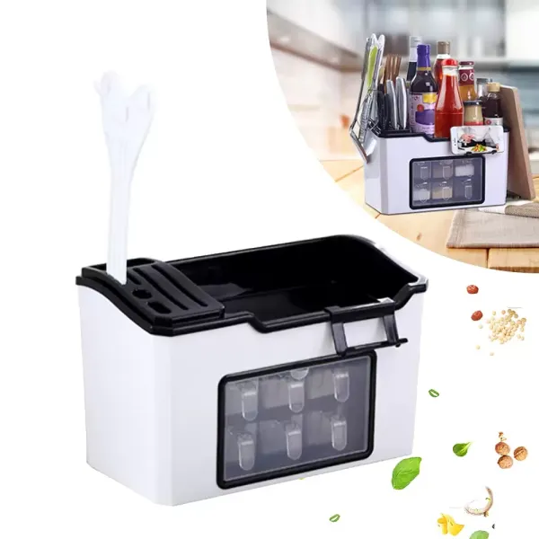Küchenregal Arbeitsplatte Gewürzregal Multifunktionales Küchenregal Gewürzaufbewahrungsbox Messerhalter Stäbchen Caddy Küchenregal Arbeitsplatte Gewürzregal Multifunktionales Küchenregal Gewürzaufbewahrungsbox Messerhalter Stäbchen Caddy