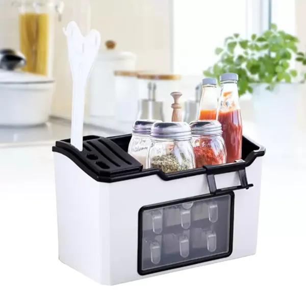 Küchenregal Arbeitsplatte Gewürzregal Multifunktionales Küchenregal Gewürzaufbewahrungsbox Messerhalter Stäbchen Caddy Küchenregal Arbeitsplatte Gewürzregal Multifunktionales Küchenregal Gewürzaufbewahrungsbox Messerhalter Stäbchen Caddy