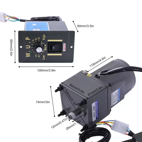 Motoriduttore Elettrico 6W Con Riduttore E Regolatore Di Velocità - Monofase 220V, 10-1400 RPM, Per Piccoli Macchinari