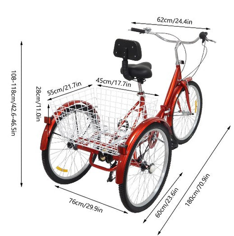 Triciclo da 24 Pollici per Adulti