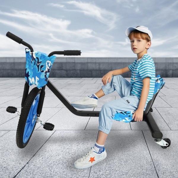 Drift Scooter 16" Drift Trike Bike 360 gradi Drift Kart Classic veicolo per bambini Drifter triciciclo, blu